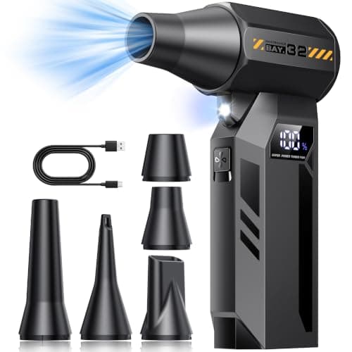 150000 RPM Compressed Air Duster with LED Display&Light, 4-Gear