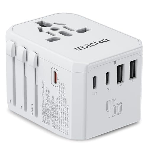 EPICKA 45W Universal Travel Adapter PD&QC, 1AC/3USB-C/2USB-A