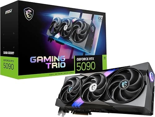 msi GeForce RTX 5090 32G GAMING TRIO OC Graphics Card - RTX 5090 GPU, 32GB GDDR7 (28Gbps/512-bit), PCIe 5.0 - TRI FROZR 4 (3 x STORMFORCE Fan), Gaming & Silent mode - HDMI 2.1b, DisplayPort 2.1b